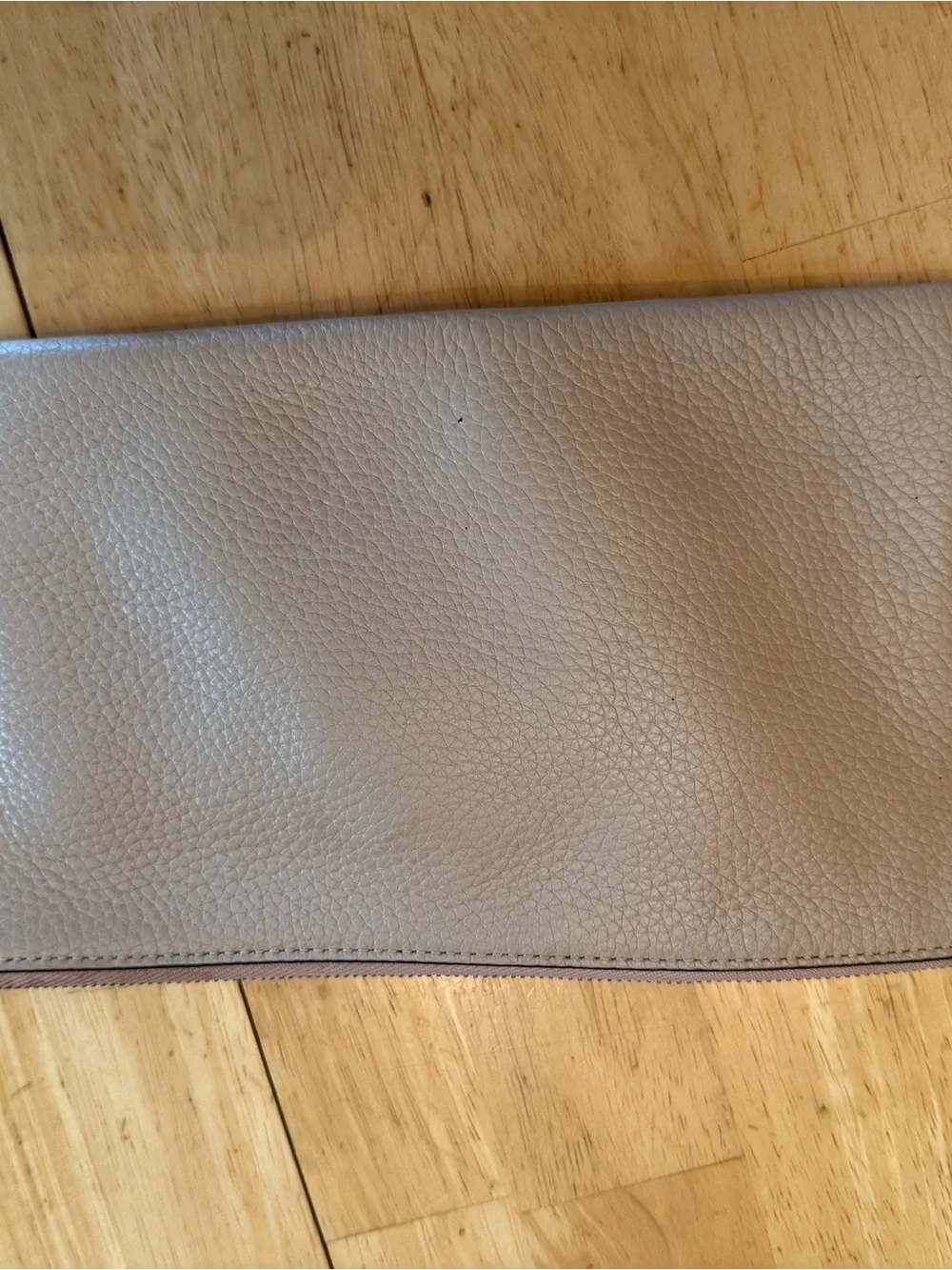 Michael Kors Taupe Pebbled Leather Wristlet with Gold Logo